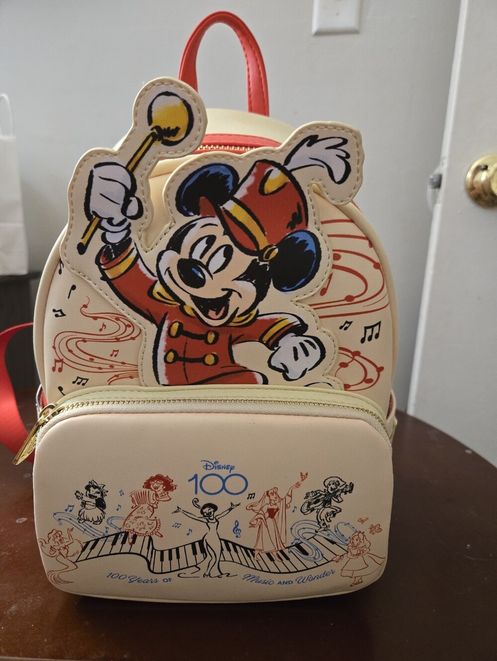 Disney Mickey Mouse 100th Anniversary Mini Backpack - Cream & Red